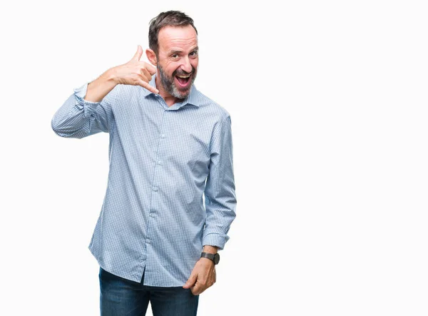 Homem Negócios Sênior Hoary Meia Idade Sobre Fundo Isolado Sorrindo — Fotografia de Stock