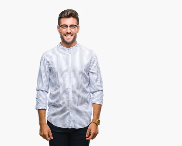 Joven Hombre Guapo Sobre Fondo Aislado Con Una Sonrisa Feliz —  Fotos de Stock