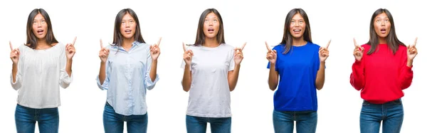 Composición Mujer Asiática China Sobre Fondo Aislado Asombrado Sorprendido Mirando — Foto de Stock