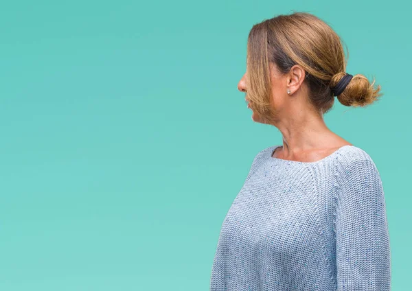 Mujer Hispana Mayor Mediana Edad Que Usa Suéter Invierno Sobre —  Fotos de Stock