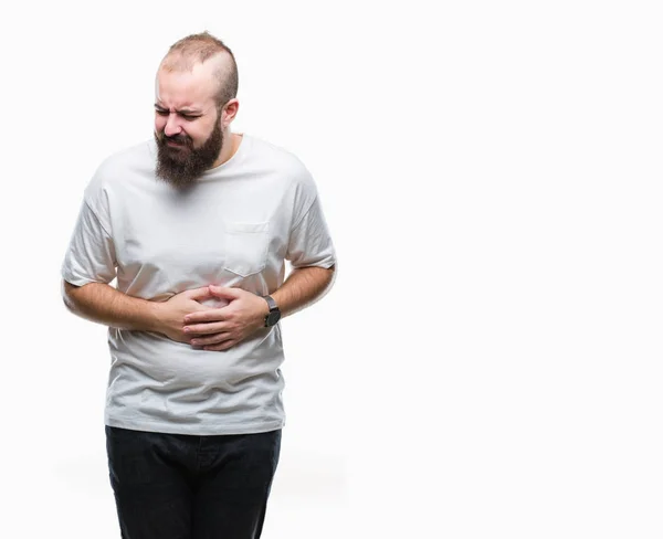 Joven Hombre Hipster Caucásico Con Camiseta Casual Sobre Fondo Aislado —  Fotos de Stock