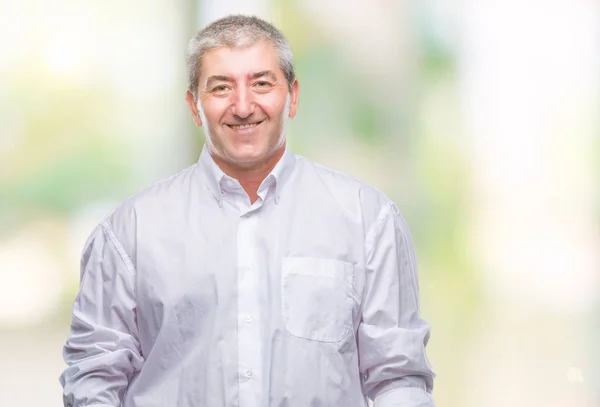 Hombre Mayor Guapo Sobre Fondo Aislado Con Una Sonrisa Feliz — Foto de Stock