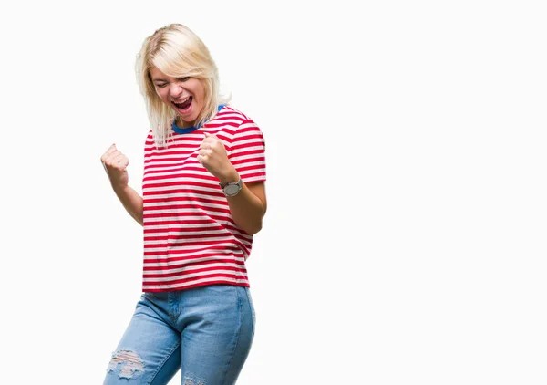 Young Beautiful Blonde Woman Isolated Background Very Happy Excited Doing — Stock Photo, Image