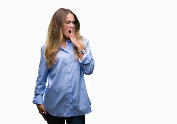 Junge Schöne Blonde Geschäftsfrau Mit Brille Über Isoliertem Hintergrund Gelangweilt — Stockfoto