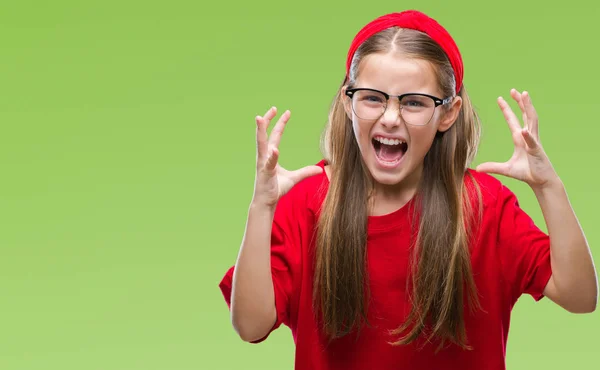 Joven Chica Hermosa Con Gafas Sobre Fondo Aislado Loco Loco — Foto de Stock