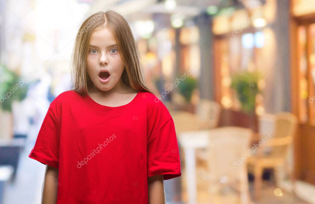 Young beautiful girl over isolated background afraid and shocked with surprise expression, fear and excited face.