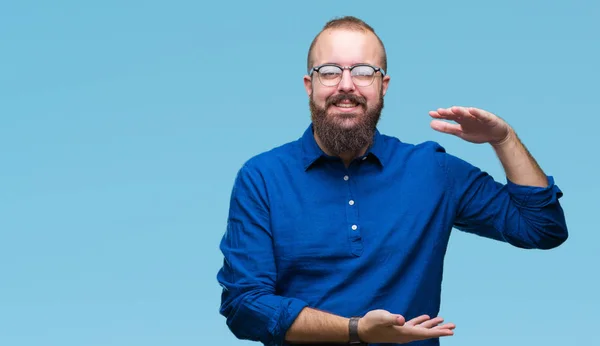 Jeune Homme Hipster Caucasien Portant Des Lunettes Sur Fond Isolé — Photo