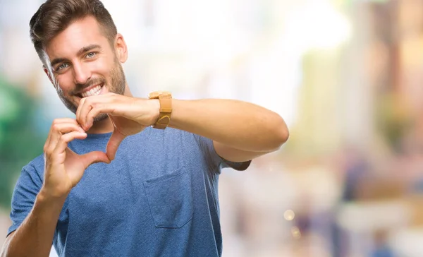 Junger Gutaussehender Mann Mit Isoliertem Hintergrund Der Verliebt Lächelt Und — Stockfoto