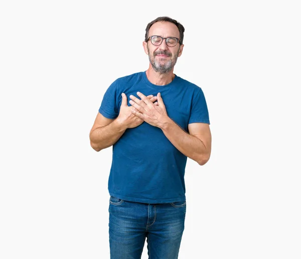 Guapo Mediana Edad Hoary Hombre Mayor Usar Gafas Sobre Fondo — Foto de Stock