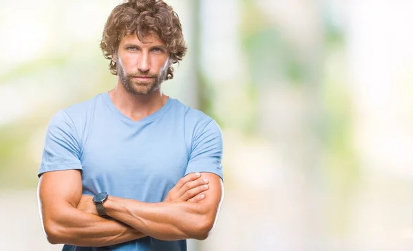 Hombre Modelo Hispano Guapo Sobre Fondo Aislado Escéptico Nervioso Desaprobando — Foto de Stock