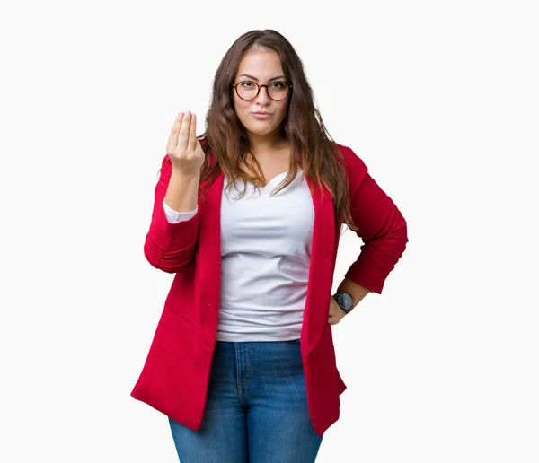 Schöne Size Junge Geschäftsfrau Trägt Elegante Jacke Und Brille Über — Stockfoto