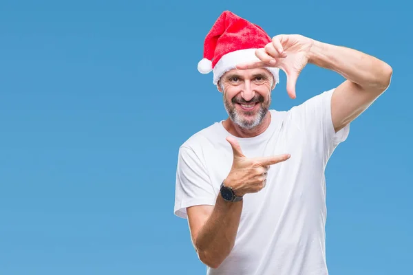 Edad Media Hoary Hombre Mayor Con Sombrero Navidad Sobre Fondo — Foto de Stock