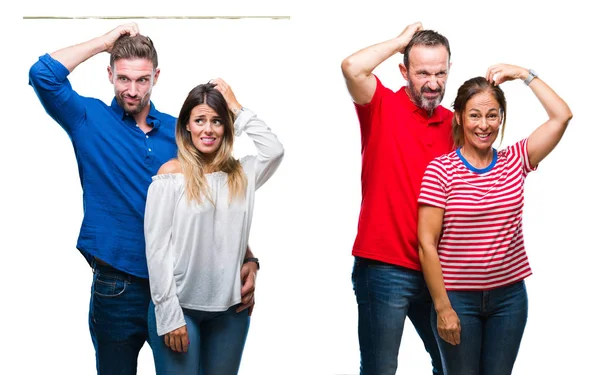 Collage Von Jungen Und Reifen Verliebten Paaren Über Isolierten Hintergrund — Stockfoto