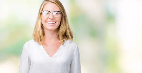 Beautiful Young Woman Wearing Glasses Isolated Background Happy Cool Smile — Stock Photo, Image