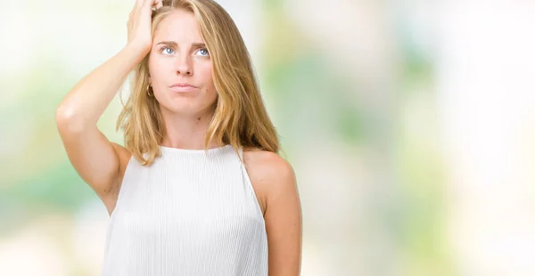 Hermosa Joven Mujer Elegante Sobre Fondo Aislado Confundir Preguntarse Acerca — Foto de Stock