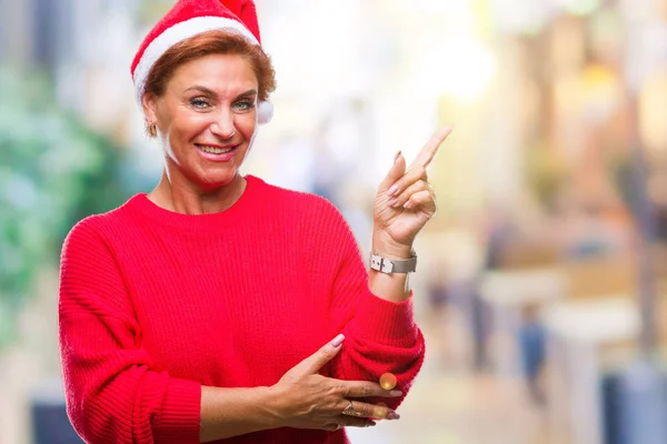 Senior Kavkazské Zrzka Žena Nosí Vánoční Čepice Izolované Pozadí Velkým — Stock fotografie
