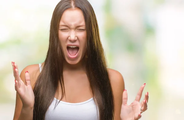 Mulher Bonita Caucasiana Jovem Sobre Fundo Isolado Louco Louco Gritando — Fotografia de Stock