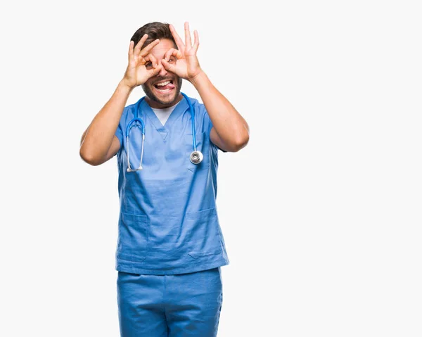 Giovane Medico Chirurgo Bello Uomo Sfondo Isolato Facendo Gesto Come — Foto Stock