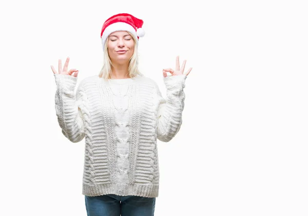 Junge Schöne Blonde Frau Mit Weihnachtsmütze Über Isoliertem Hintergrund Entspannen — Stockfoto