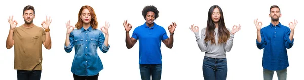 Sammansättningen African American Spansktalande Och Kinesiska Grupp Människor Över Isolerade — Stockfoto