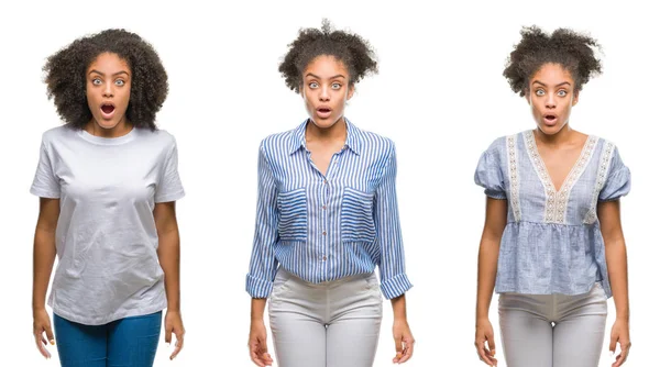 Collage Femme Afro Américaine Sur Fond Isolé Effrayé Choqué Par — Photo