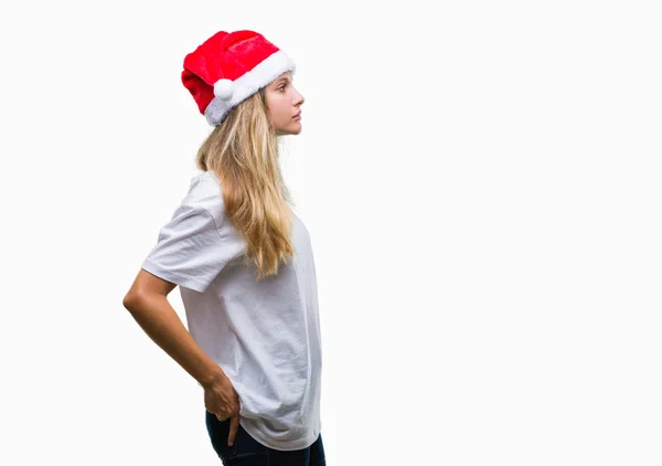사이드로 금발의 크리스마스 자신감 미소와 스러운 프로필 — 스톡 사진
