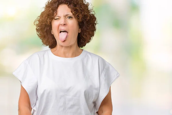 Schöne Seniorin Mittleren Alters Die Weißes Shirt Über Isoliertem Hintergrund — Stockfoto