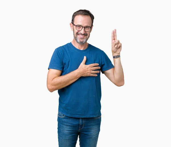 Handsome Middle Age Hoary Senior Man Wearin Glasses Isolated Background — Stock Photo, Image