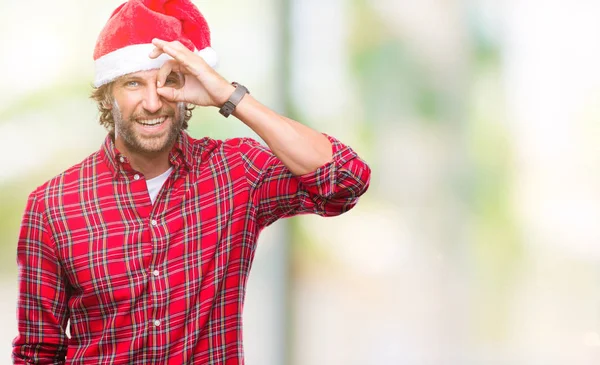 Hispánský Aristokratickým Model Nosí Santa Claus Christmas Izolované Pozadí Dělá — Stock fotografie