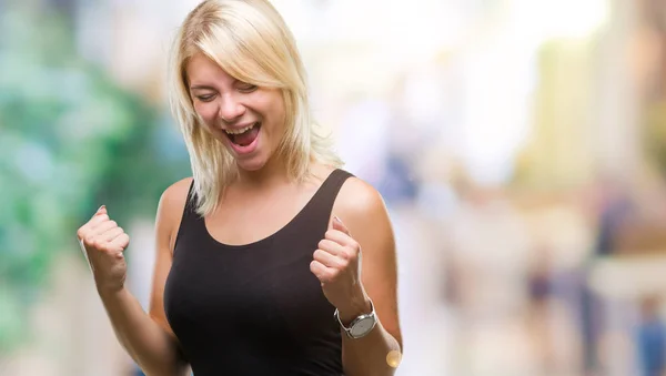 Mooie Blonde Aantrekkelijke Jongedame Dragen Elegante Jurk Geïsoleerde Achtergrond Erg — Stockfoto