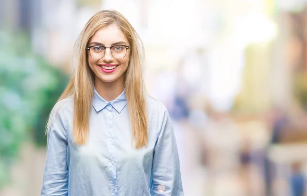 Junge Schöne Blonde Geschäftsfrau Mit Brille Über Isoliertem Hintergrund Mit — Stockfoto