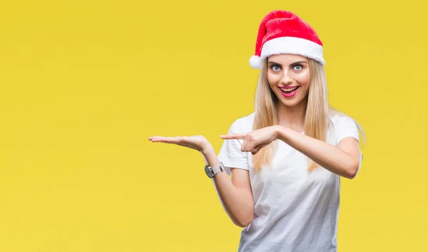 Junge Schöne Blonde Frau Weihnachtsmütze Über Isolierten Hintergrund Erstaunt Und — Stockfoto