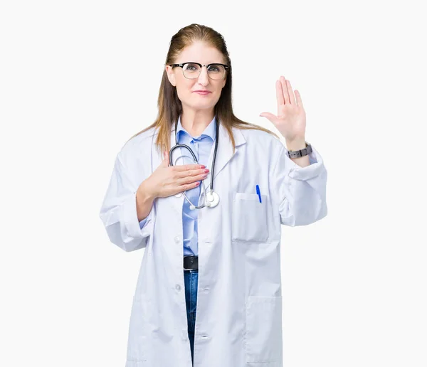 Middle Age Mature Doctor Woman Wearing Medical Coat Isolated Background — Stock Photo, Image