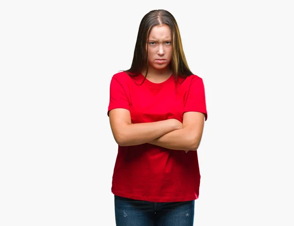 Young Beautiful Caucasian Woman Isolated Background Skeptic Nervous Disapproving Expression — Stock Photo, Image