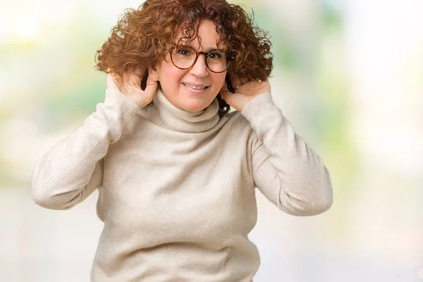 Beautiful Middle Ager Senior Woman Wearing Turtleneck Sweater Glasses Isolated — Stock Photo, Image