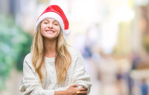 Junge Schöne Blonde Frau Mit Weihnachtsmütze Über Isoliertem Hintergrund Glücklich — Stockfoto