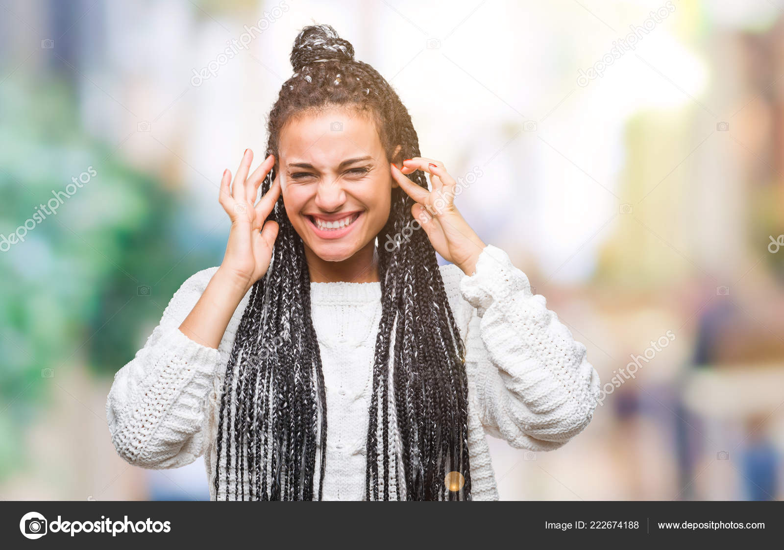 Young Braided Hair African American Girl Wearing Sweater Isolated