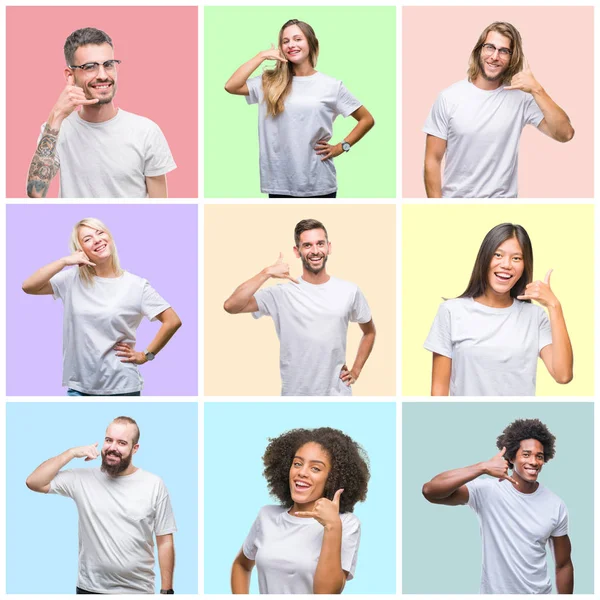 Collage Van Groep Mensen Vrouwen Mannen Kleurrijke Geïsoleerde Achtergrond Doen — Stockfoto