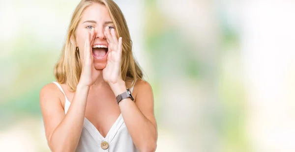 Beautiful Young Woman Isolated Background Shouting Angry Out Loud Hands — Stock Photo, Image