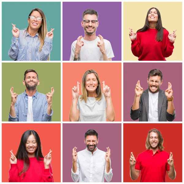 Collage Van Groep Mensen Vrouwen Mannen Kleurrijke Geïsoleerde Achtergrond Glimlachend — Stockfoto