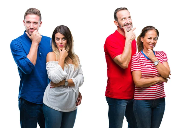 Collage Pareja Joven Madura Enamorada Sobre Fondo Aislado Que Mira — Foto de Stock