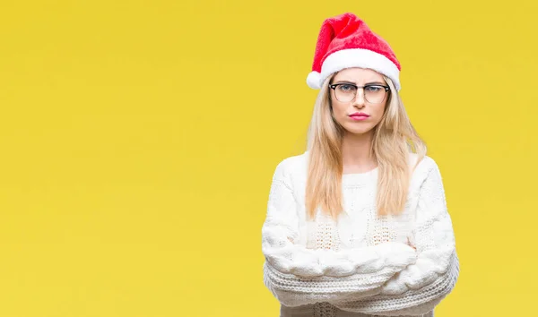 Junge Schöne Blonde Frau Mit Weihnachtsmütze Über Isoliertem Hintergrund Skeptisch — Stockfoto