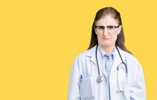 Middle Age Mature Doctor Woman Wearing Medical Coat Isolated Background — Stock Photo, Image