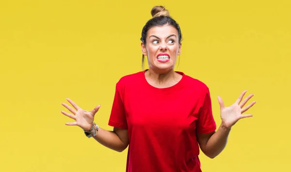 Joven Mujer Hermosa Sobre Fondo Aislado Loco Loco Gritando Gritando — Foto de Stock