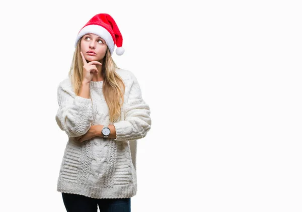 Junge Schöne Blonde Frau Mit Weihnachtsmütze Über Isoliertem Hintergrund Mit — Stockfoto