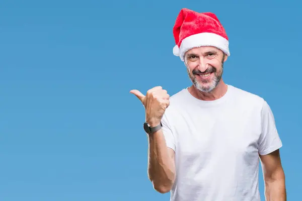 Edad Media Hoary Hombre Mayor Con Sombrero Navidad Sobre Fondo — Foto de Stock