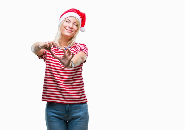 Young Beautiful Blonde Woman Wearing Christmas Hat Isolated Background Smiling — Stock Photo, Image