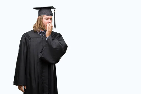 Jonge Knappe Studeerde Aan Man Met Lange Haren Geïsoleerde Achtergrond — Stockfoto