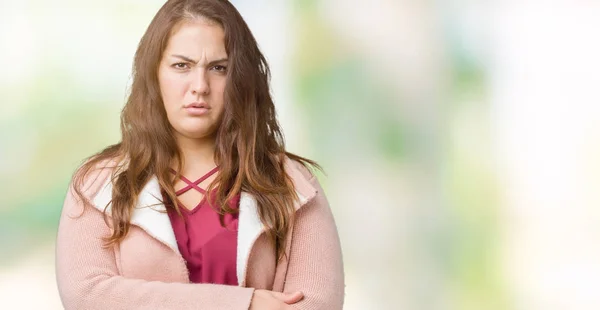 Bella Size Giovane Donna Che Indossa Cappotto Invernale Sfondo Isolato — Foto Stock