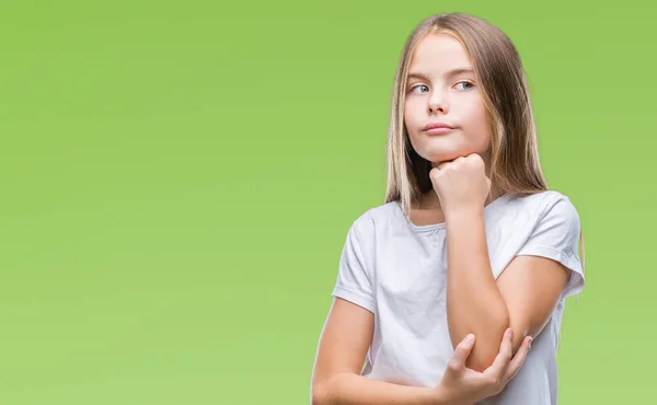 Menina Bonita Nova Sobre Fundo Isolado Com Mão Queixo Pensando — Fotografia de Stock